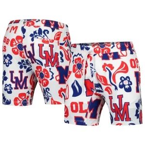 Ole Miss Rebels Floral Swim Trunks Wes & Willy Men’s XL White Vault Tech Shorts‎